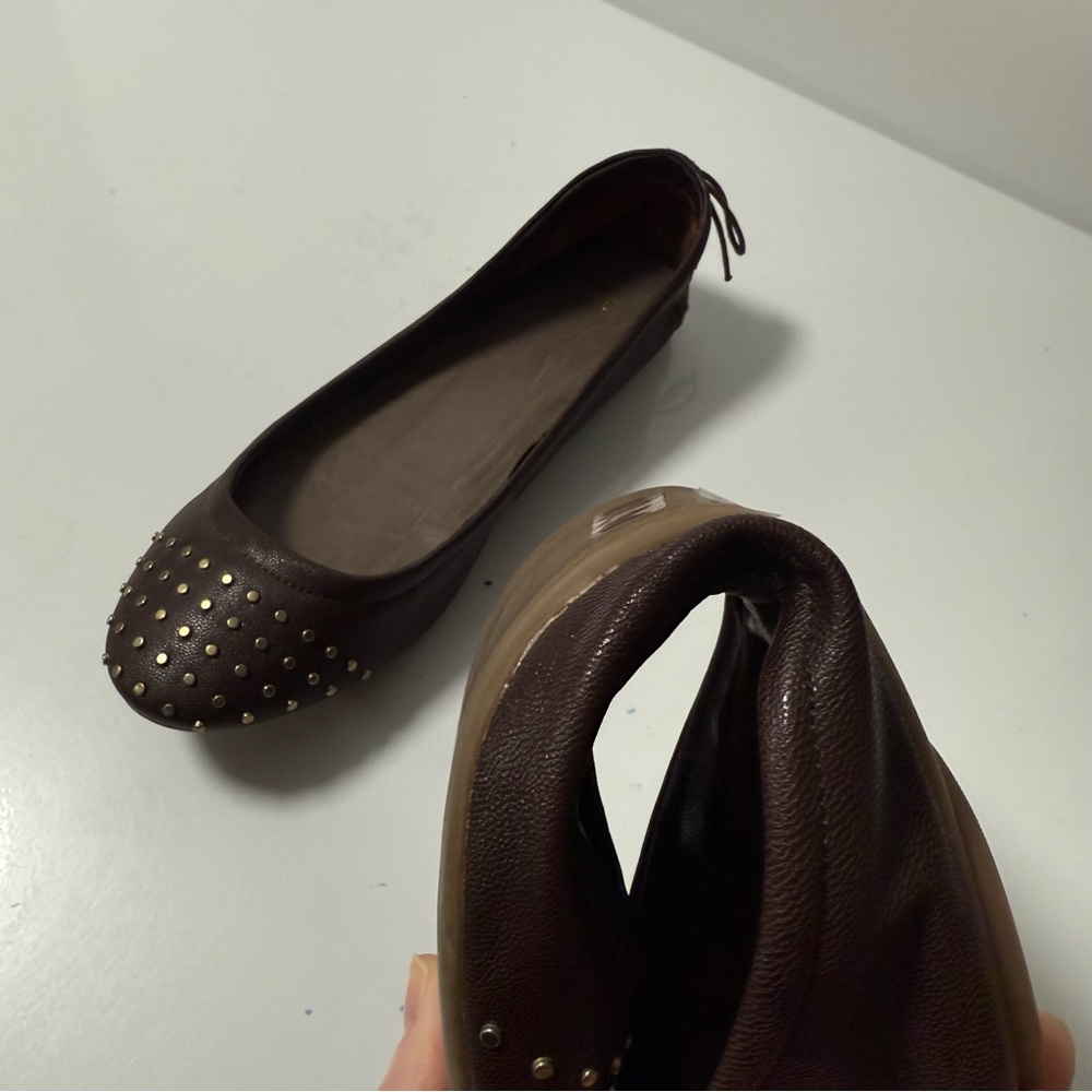 GAP Brown Studded Tie Back Ballet Style Flats - Picture 13 of 14